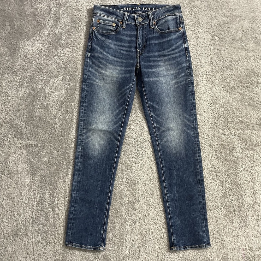 American‎ Eagle Jeans Mens 26x30 Slim Straight Fit Next Level Flex Blue Denim